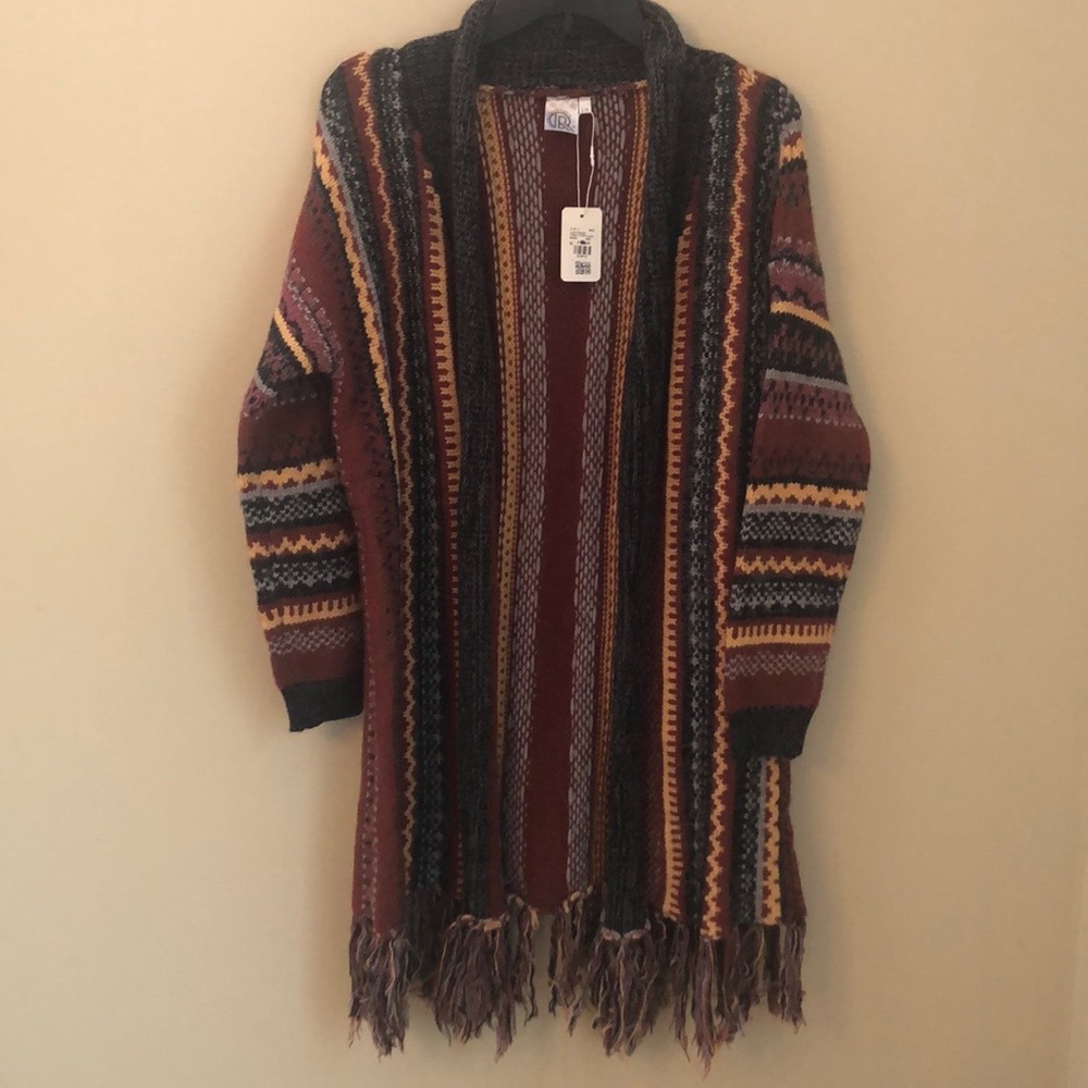 Cardigan sweater women’s S/M Bohemian tribal artzec stripe southwestern rodeo